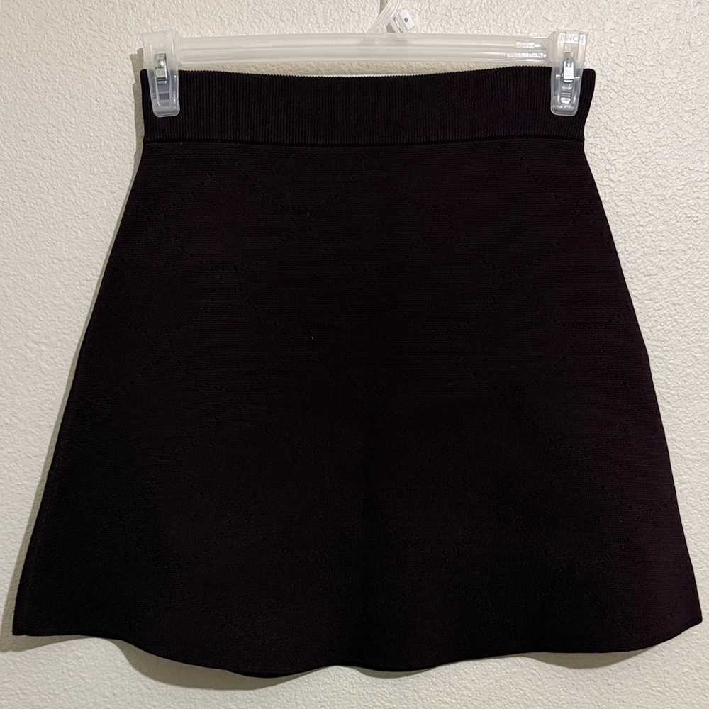 A.L.C. Scallop Knit Mini Skirt A-Line Elastic Waist Textured Skater